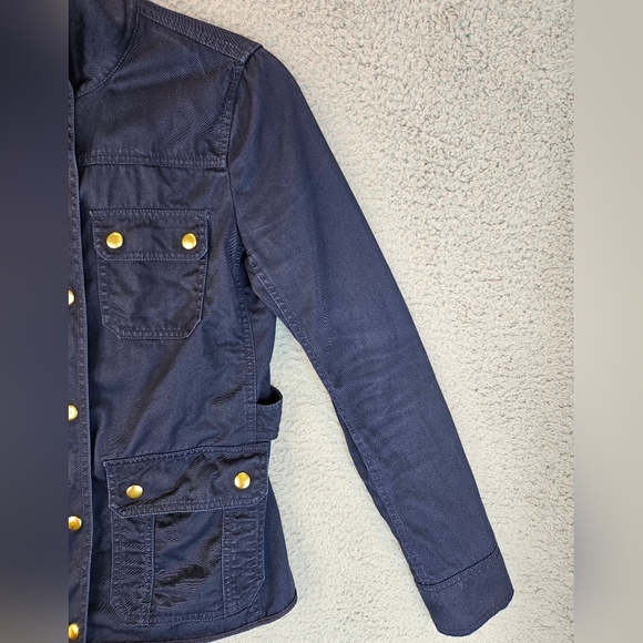 J. Crew Womens Navy Relaxed Boyfriend Field Jacket Sz XXS Pockets, Snaps - Picture 5 of 14